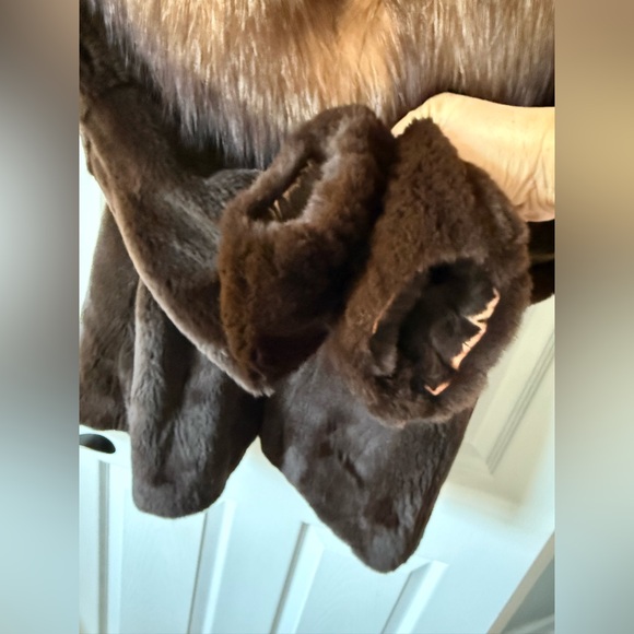 MINK COAT  JACKET WITH FOX TRIMMED HOOD Size Small - Picture 14 of 16